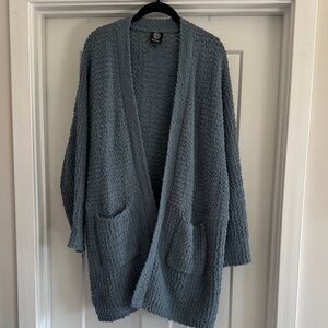 Bobeau Blue Textured Cardigan
